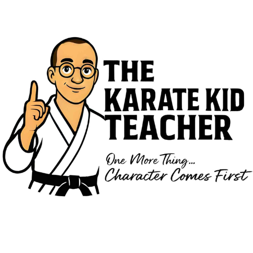 The Karate Kid Teacher logo with tagline: One more thing… Character comes first