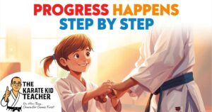 Child receiving a martial arts belt at Kicx Academy, showing step-by-step grading progress in Kids Martial Arts Gloucester.