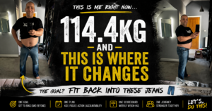 Man starting weight loss journey at 114.4kg aiming to reach 89kg with fitness and martial arts training in Gloucester